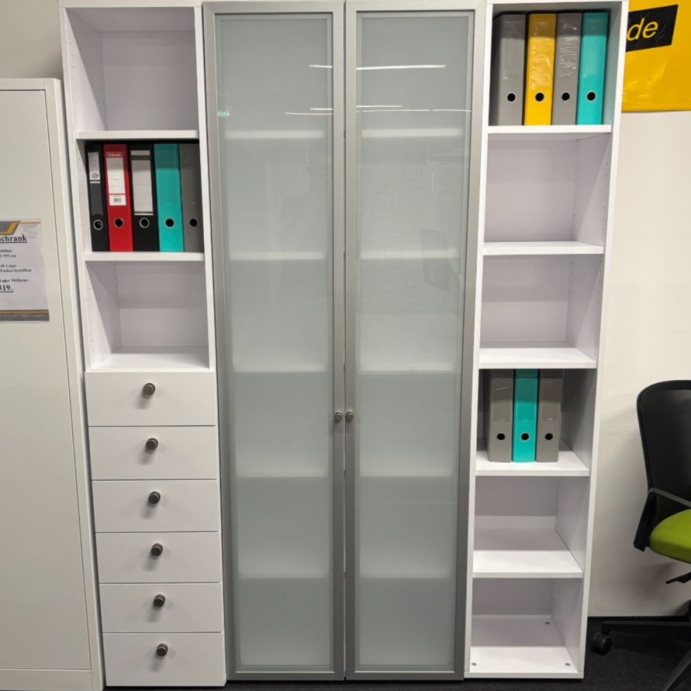 Glasdrehtürenschrank weiß